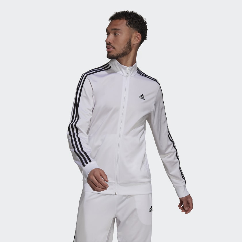 Adidas Primegreen Essentials Warm-Up 3 Stripes Track Jacket Λευκό -  Barbaris Sport