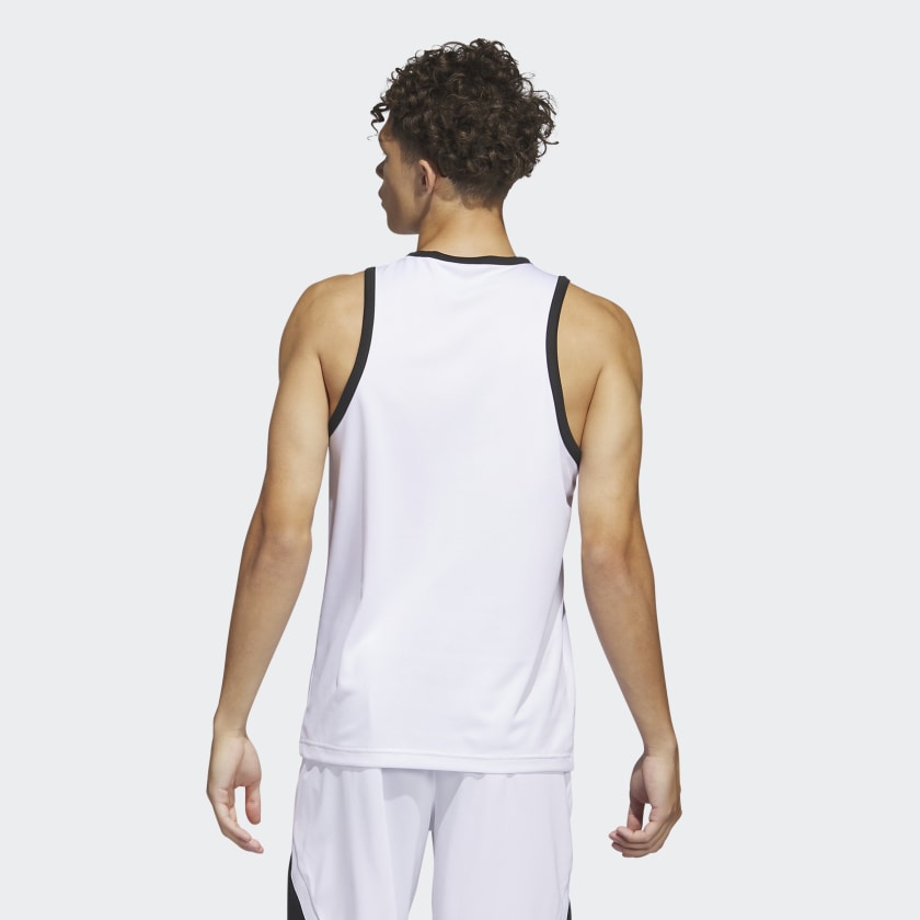 adidas Legends Basketball 3 Stripes Tank Top White IC2460 23 hover model