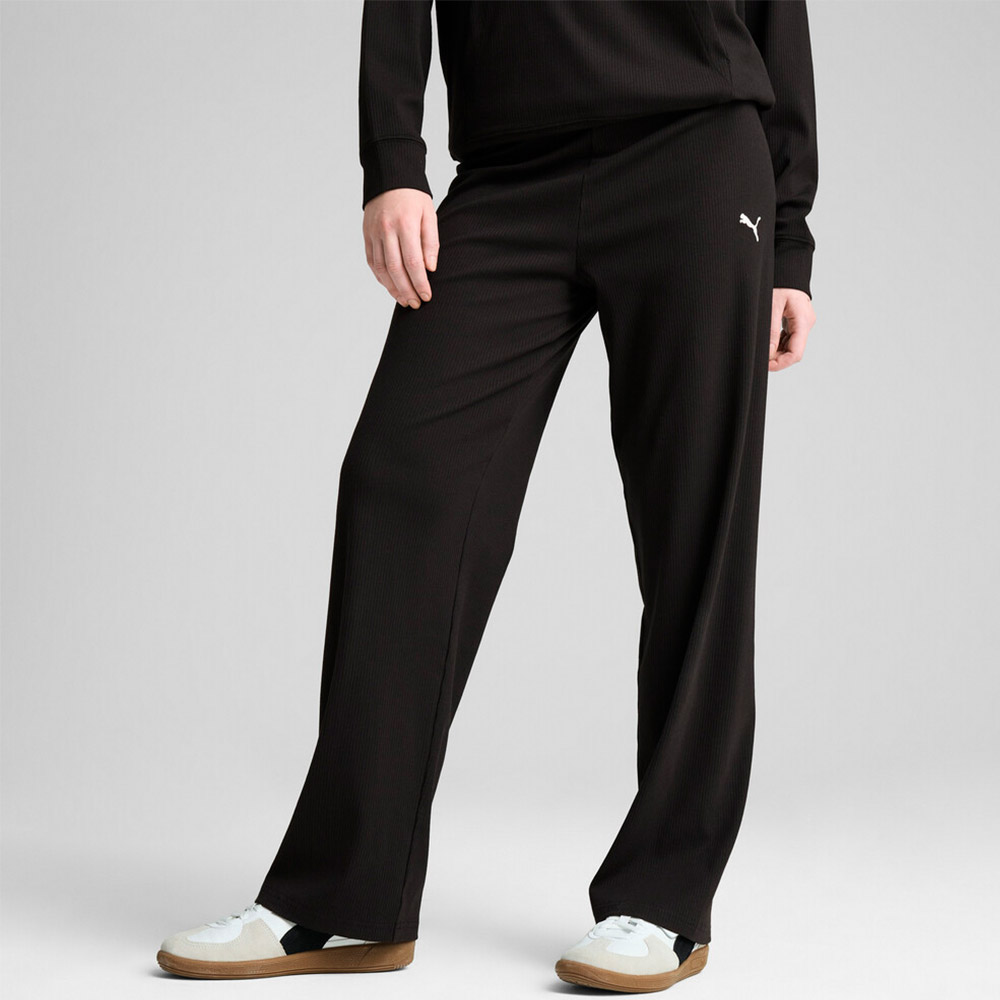 puma ess elevated high waist straight leg rib pants 685025 01 puma ess elevated high waist straight leg rib pants 685025 01