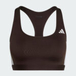 Optime Essentials Workout 3 Stripes Medium Support Bra Brown KS6077 01 laydown