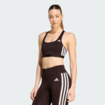 Optime Essentials Workout 3 Stripes Medium Support Bra Brown KS6077 21 model