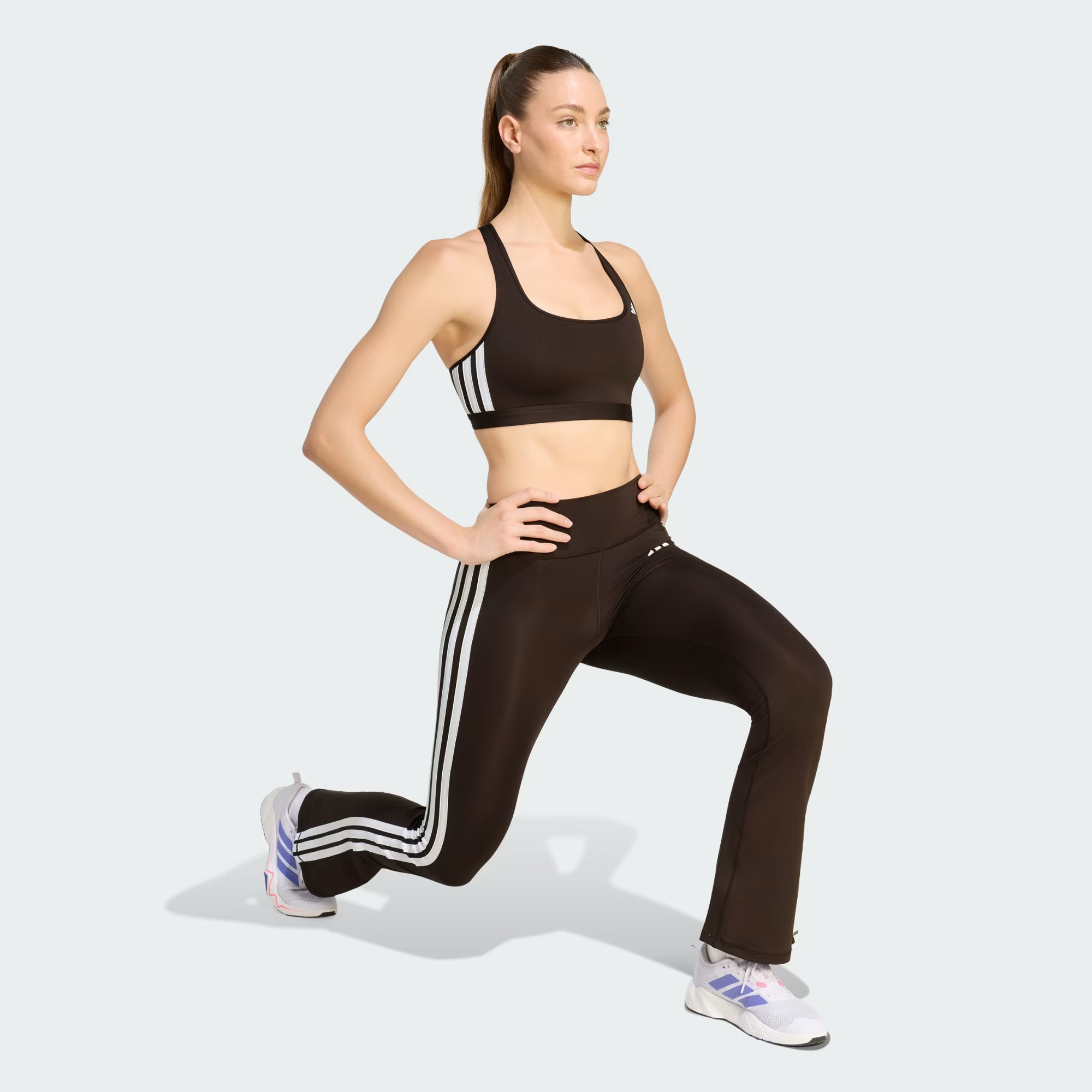 Optime Essentials Workout 3 Stripes Medium Support Bra Brown KS6077 25 model