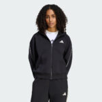 adidas sportswear w stadium small logo full zip hoodie
